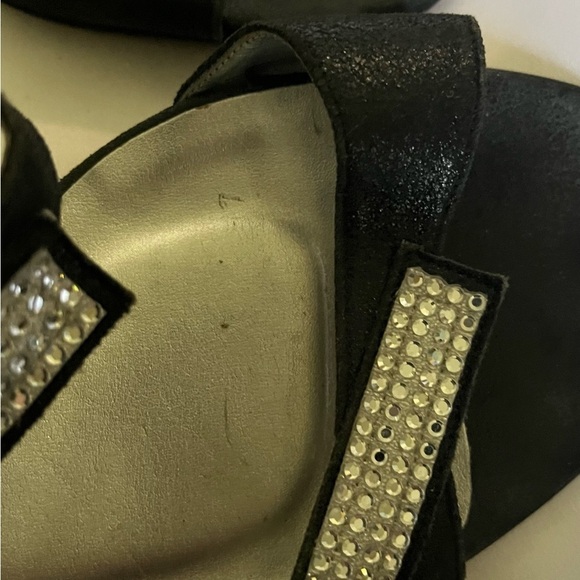 DEZARIO~MULES~ KITTEN HEELS~FAUX DIAMONDS~BLACK~9 - Picture 6 of 6